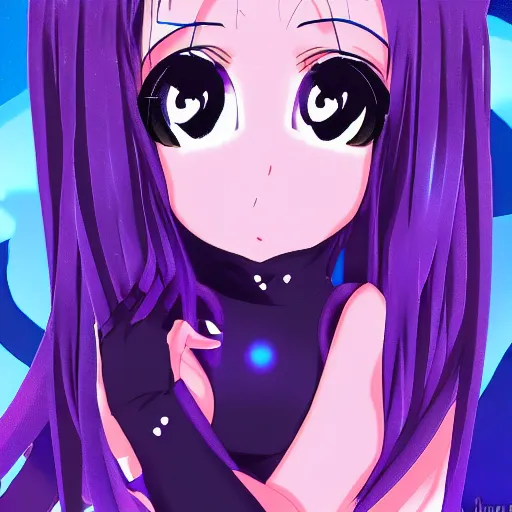 Image similar to digital art of anime ariana grande with shadow demon behind her holding her 8 k