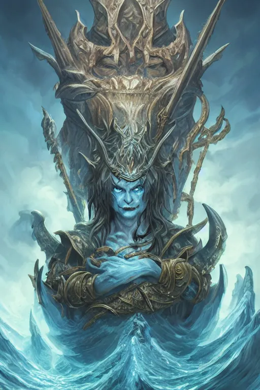 Image similar to lord of sea elf, god of the underworld, highly detailed, d & d, fantasy, highly detailed, digital painting, trending on artstation, concept art, sharp focus, illustration, global illumination, ray tracing, realistic shaded, art by artgerm and greg rutkowski and fuji choko and viktoria gavrilenko and hoang lap, sunny