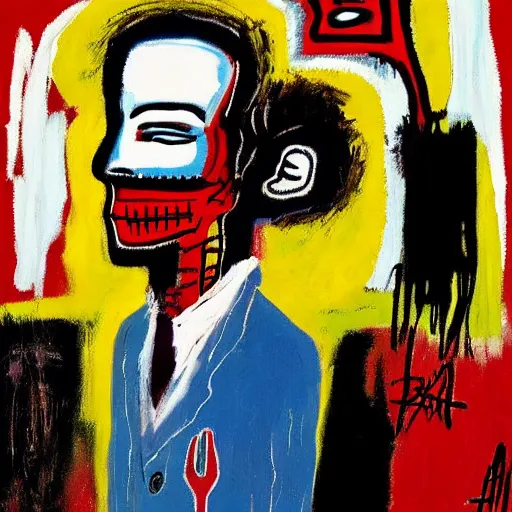 Prompt: art by jean - michel basquiat, rockwell kent