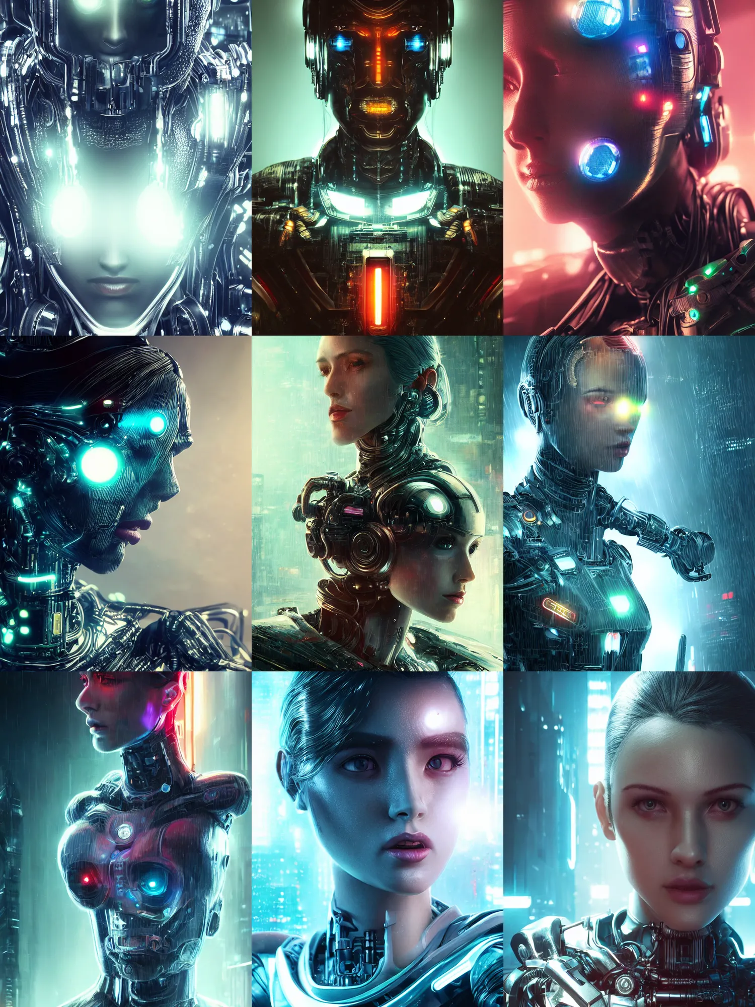 Prompt: portrait art of 8k ultra realistic retro futuristic android, lens flare, atmosphere, glow, detailed,intricate,blade runner, cybernetic, full of colour, cinematic lighting, trending on artstation, 4k, hyperrealistic, focused, extreme details,unreal engine 5, cinematic, masterpiece, art by ayami kojima, giger
