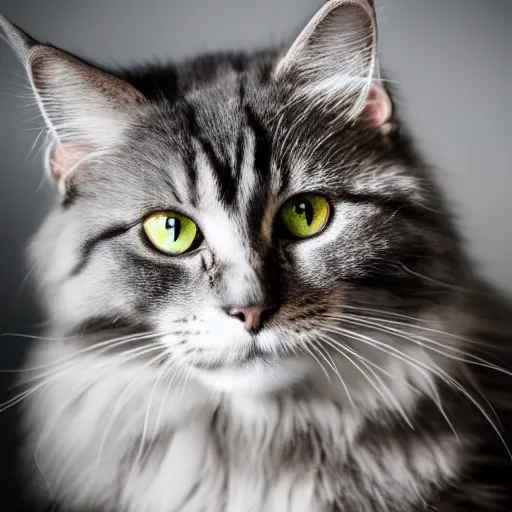 Image similar to a grey siberian cat with a crown, nikon de 5 0 mm f / 1. 2