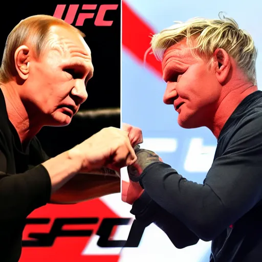 Prompt: Putin fighting Gordon Ramsay in the UFC