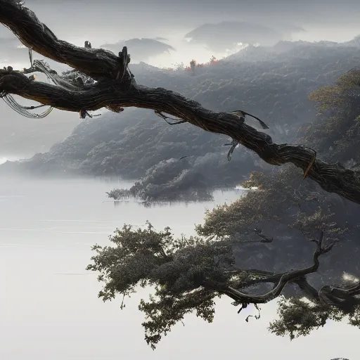 Prompt: ghost of tsushima landscape, highly detailed, hyperrealistic, cgsociety