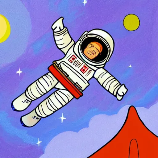 Image similar to An astronaut in space riding on a rocket, in the style of ivan rabuzin