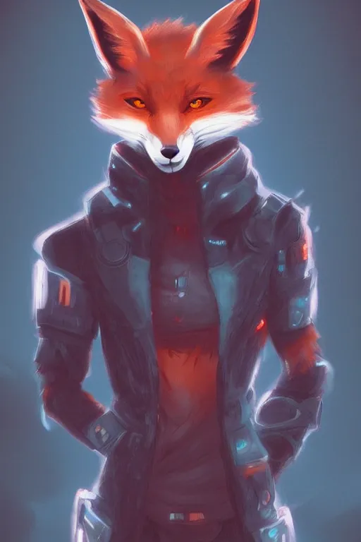 Image similar to a fox fursona, trending on artstation, by kawacy, furry art, digital art, cyberpunk, high quality, backlighting