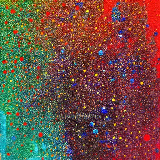 Prompt: spotty pointism, super bright colors, colored spots, mixed liquid acrylic, painting come to life, artstation, ultradetail