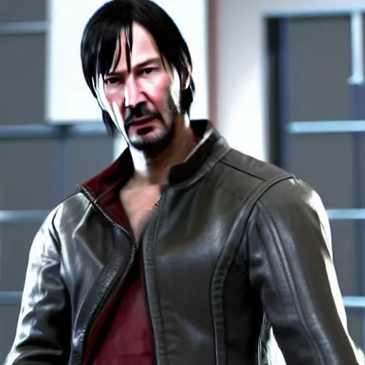Prompt: Keanu Reeves as a character in Tekken, film still, photorealistic