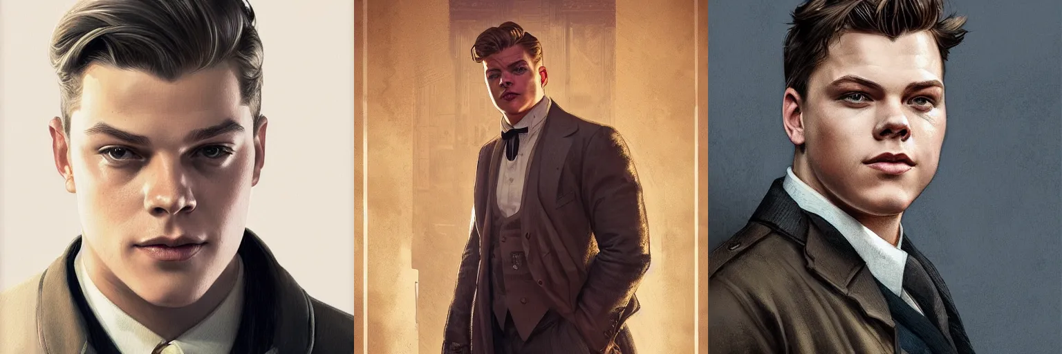 Prompt: portrait of Alex Høgh Andersen as a detective, highly detailed, digital painting, artstation, concept art, sharp focus, illustration, art by artgerm and greg rutkowski and alphonse mucha