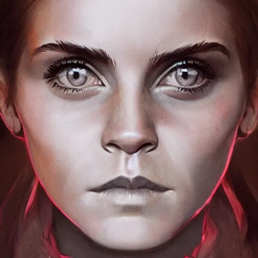 Image similar to Very funny Emma Watson looking like an old monkey, colorful painting on grey scale face, powerful , magic, thunders, dramatic lighting, intricate, wild, highly detailed, digital painting, artstation, concept art, smooth, sharp focus, illustration, art by artgerm and greg rutkowski and alphonse mucha, footage