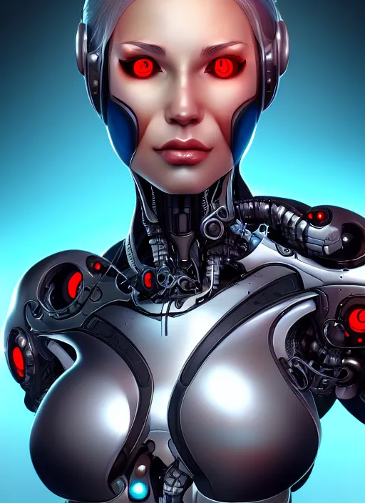 Image similar to portrait of a cyborg woman by Artgerm, biomechanical, hyper detailled, trending on artstation