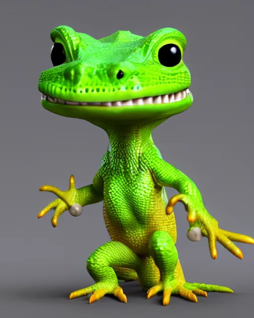 Image similar to full body 3d render of funko pop lizard character with super powers as a funko pop, studio lighting, white background, blender, trending on artstation, 8k, highly detailed