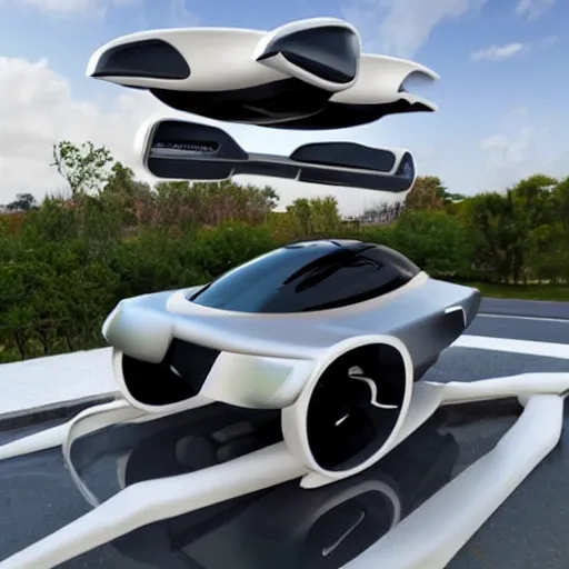 Prompt: a futuristic flying car