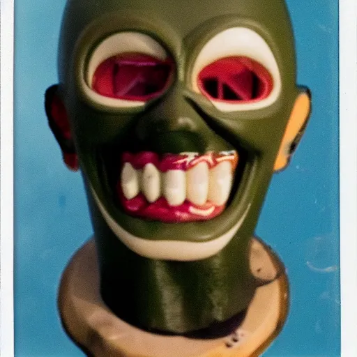 Image similar to polaroid of a creepy smiling halloween mask