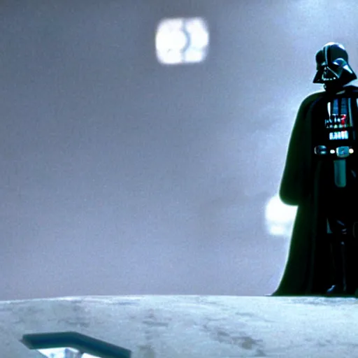 Image similar to a still of derp vader in the film star wars the empire strikes back