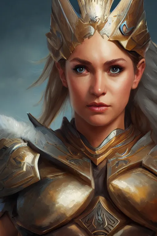 Image similar to amazon valkyrie athena, d & d, fantasy, portrait, highly detailed, headshot, digital painting, trending on artstation, concept art, sharp focus, illustration, art by artgerm and greg rutkowski and magali villeneuve