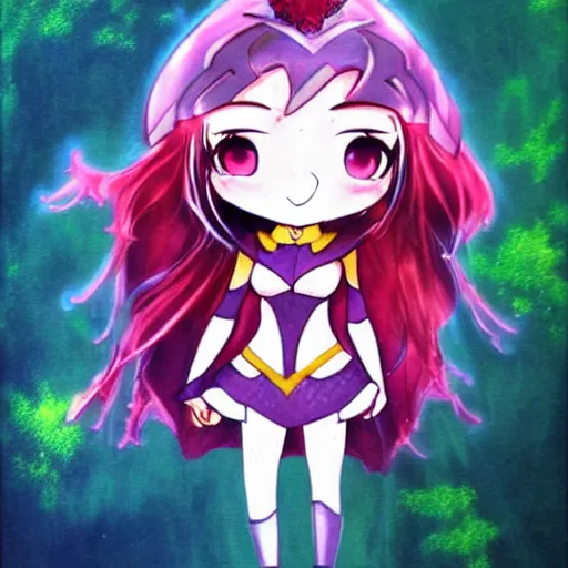 Prompt: chibi scarlet witch, anime, portrait, fantasy art