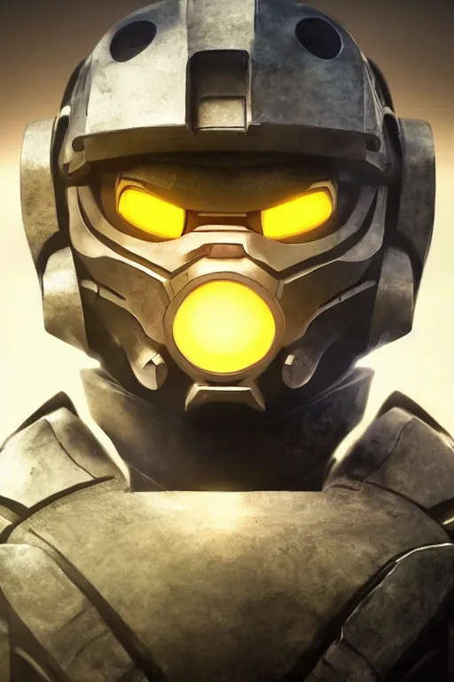 Image similar to robot ninja mask helmet halo master chief radiating a glowing aura global illumination ray tracing hdr fanart arstation by ian pesty and katarzyna da „ bek - chmiel