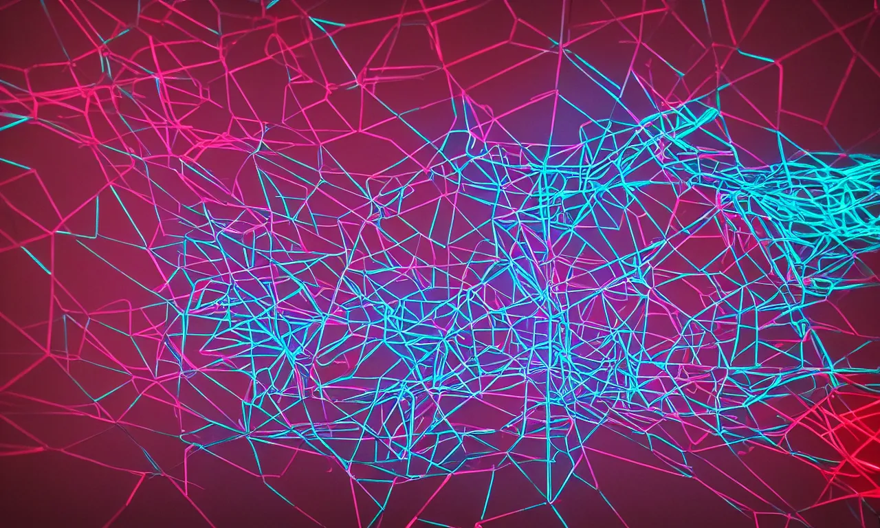 Image similar to reflexion neon cyberpunk voronoi depth fog wires connexion