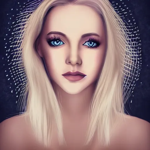 Image similar to a beautiful portrait of a pale blonde woman with beautiful eyes illustration