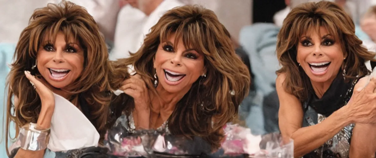 Prompt: paula abdul farting on a cake