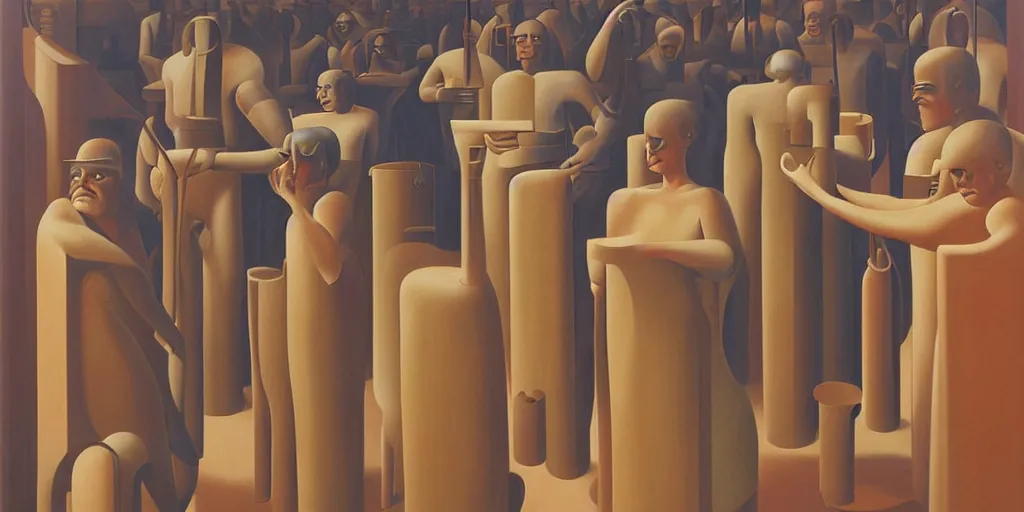 Image similar to science - fiction poster, oil painting by george tooker