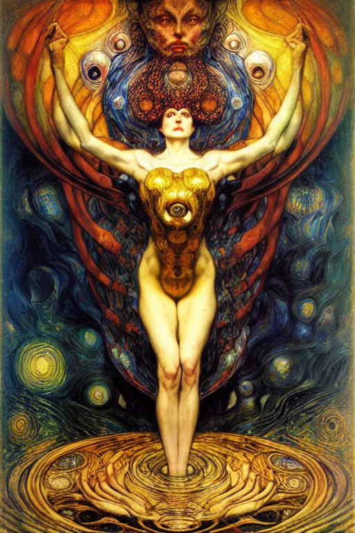 Image similar to Divine Chaos Engine by Karol Bak, Jean Delville, William Blake, Gustav Klimt, and Vincent Van Gogh, symbolist, visionary