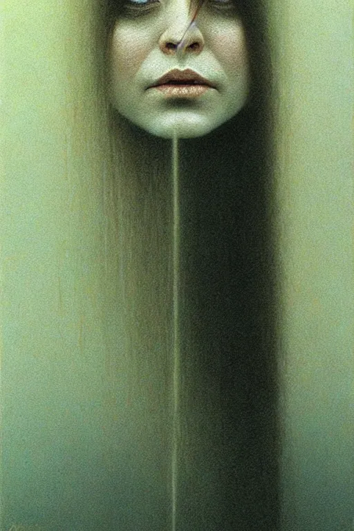 Image similar to female who looks like alyson hannigan by beksinski