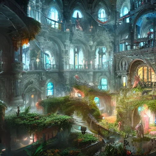 Image similar to inside an ethereal fairy city, highly detailed, 4k, HDR, award-winning, octane render, artstation