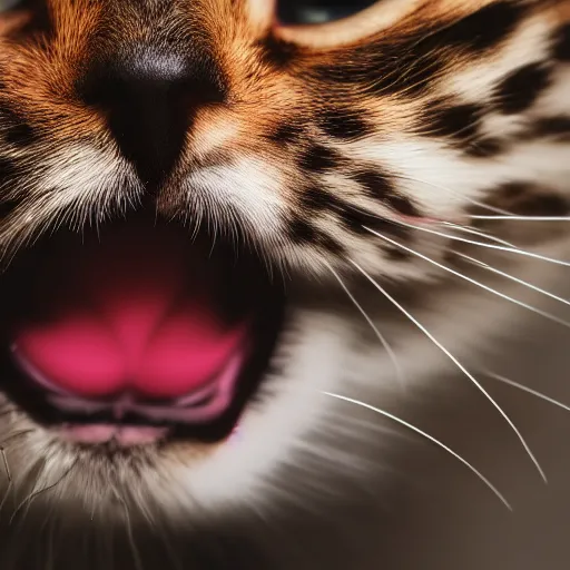 Image similar to A kitten meowing, closeup, 4k, super detailed