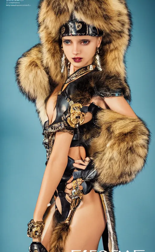 Image similar to a costume exclusively designed by versace for furry catgirls, luxury, expensive, high fashion magazine cover, furry, photo portrait, symmetry, awesome exposition, very detailed, highly accurate, professional lighting diffracted lightrays, 8 k, sense of awe