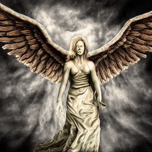 Image similar to biblically accurate monster, angel, hyperrealistic render, hdr, be not afraid