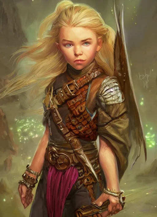 Image similar to young girl, ultra detailed fantasy, dndbeyond, bright, colourful, realistic, dnd character portrait, full body, pathfinder, pinterest, art by ralph horsley, dnd, rpg, lotr game design fanart by concept art, behance hd, artstation, deviantart, hdr render in unreal engine 5