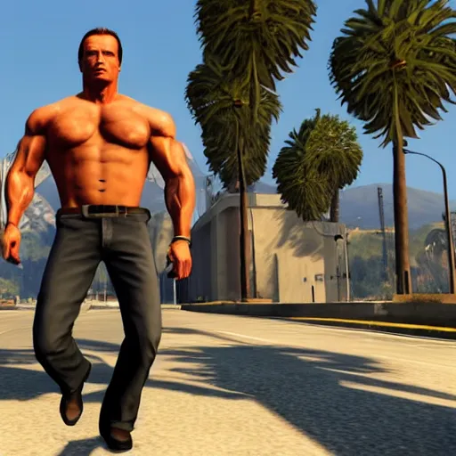 Prompt: GTA V arnold schwarzenegger screenshot