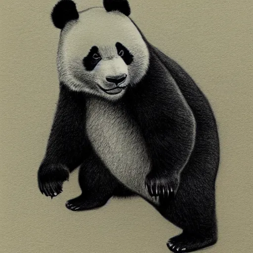 Prompt: muscular panda, highly detailed, pencil sketch