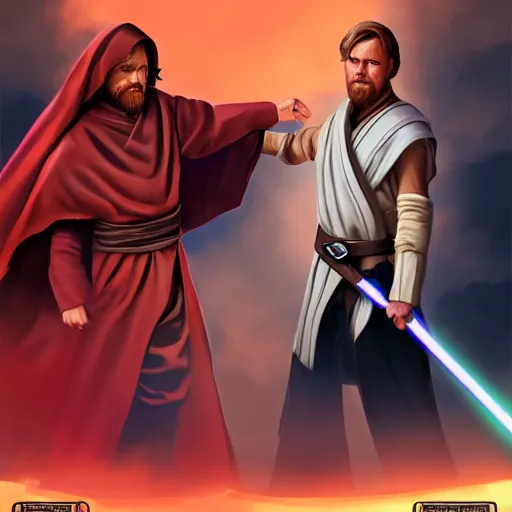 Prompt: obi wan vs anakin, dramatic!, trending on artstation,