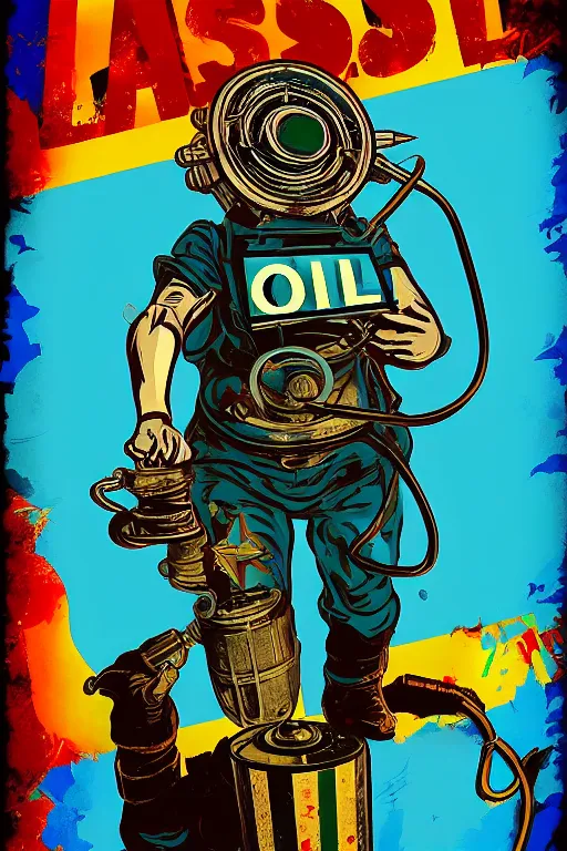 Image similar to oil in middle east - aesthetic, 4 k, acrylic paint style, pencil style, torn magazine style, pop art style, bioshock style, by mike swiderek, jorge lacera, ben lo, tyler west