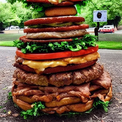 Prompt: a tree made of burgers