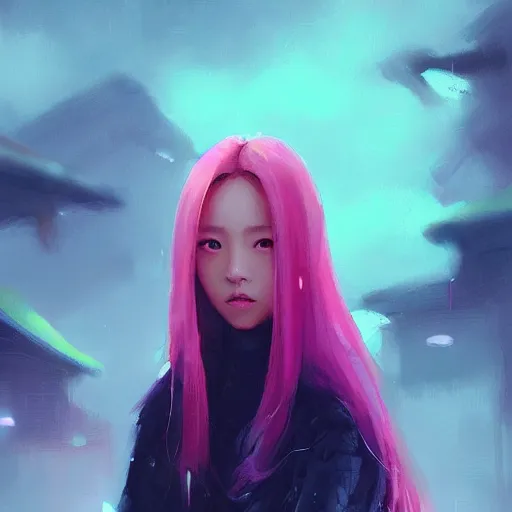 Image similar to “ a portrait of jisoo blackpink, rainy background, pink bright art masterpiece artstation. 8 k, sharp high quality artwork in style of jose daniel cabrera pena and greg rutkowski, concept art by tooth wu, hearthstone card game artwork. ”
