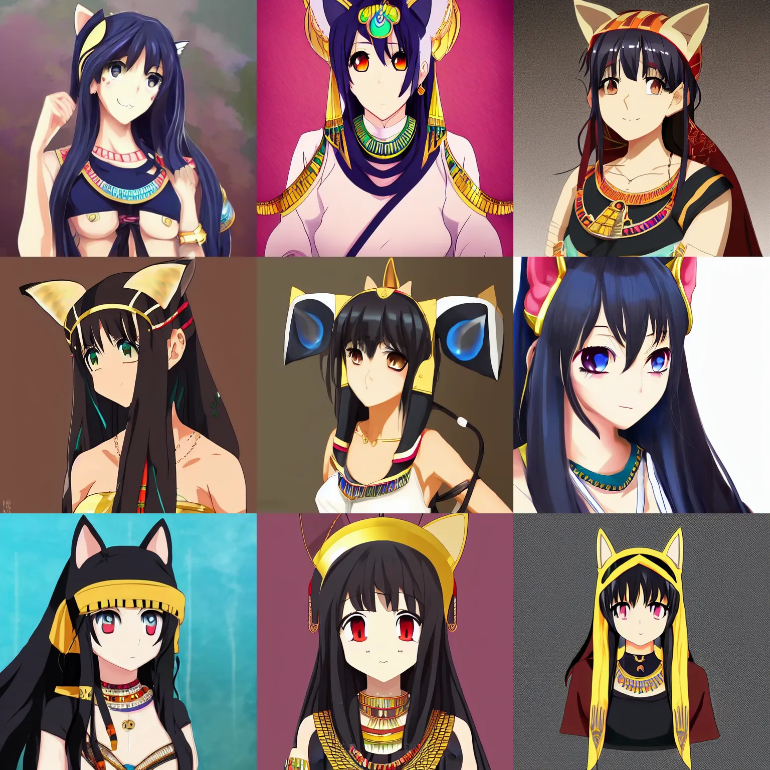 Prompt: An anime portrait of Ssunbiki as an Egyptian woman with cat ears, by Aleriia_V, LaraPi, and Sakimichan, tranding on artstation, pinned on twitter, official art