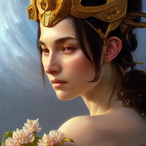 Image similar to perfectly-centered-Portrait of a Goddess, intricate, highly detailed, digital painting, artstation, concept art, smooth, sharp focus, illustration, Unreal Engine 5, 8K, art by artgerm and greg rutkowski and alphonse mucha