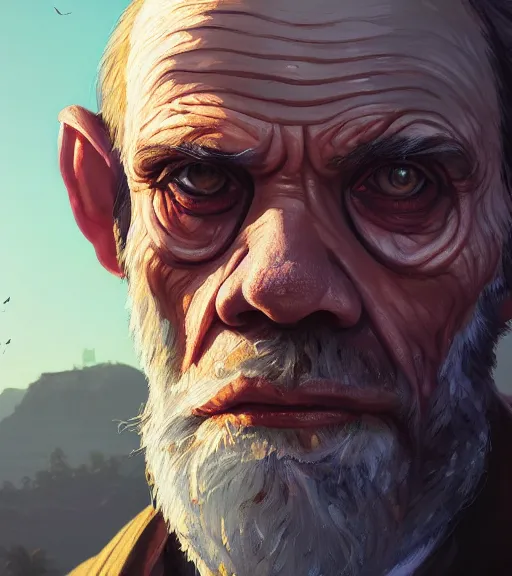 Prompt: Highly detailed portrait of darwin in GTA V, Stephen Bliss, unreal engine, fantasy art by Greg Rutkowski, Loish, Rhads, ferdinand knab, Makoto Shinkai and Lois van baarle, ilya kuvshinov, rossdraws, Tom Bagshaw, global illumination, radiant light, detailed and intricate environment