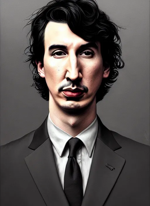 Image similar to painting of both john oliver and adam driver together, john oliver, adam driver, stoic, full body, military uniform, fantasy, intricate, elegant, beautiful, highly detailed, charcoal, centered, dark, smokey, digital painting, concept art, smooth, sharp focus, illustration, art by artgerm, art by greg rutkowski, art by alphonse mucha