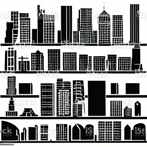 Prompt: city skyline vector art illustration icon