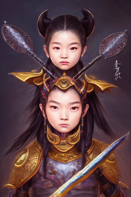 Prompt: a masterpiece portrait of nezha, handsome kid wear holding spear, fantasy character portrait, hyper detailed, digital painting, 8 k realistic, trending on artstation, sharp focus, dof, by ne zha ( 2 0 1 9 ), fenghua zhong, artgerm, ne zha from smite, tsuyoshi nagano, top lighting