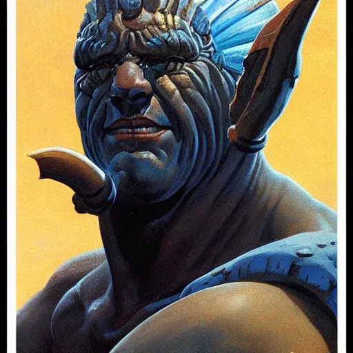 Image similar to head and shoulders portrait of an obsidian - skinned fire giant, d & d, fantasy, greg rutkowski, frank frazetta, alexandre chaudret, boris vallejo, michael whelan, miro petrov, hr giger, magali villeneuve, donato giancola