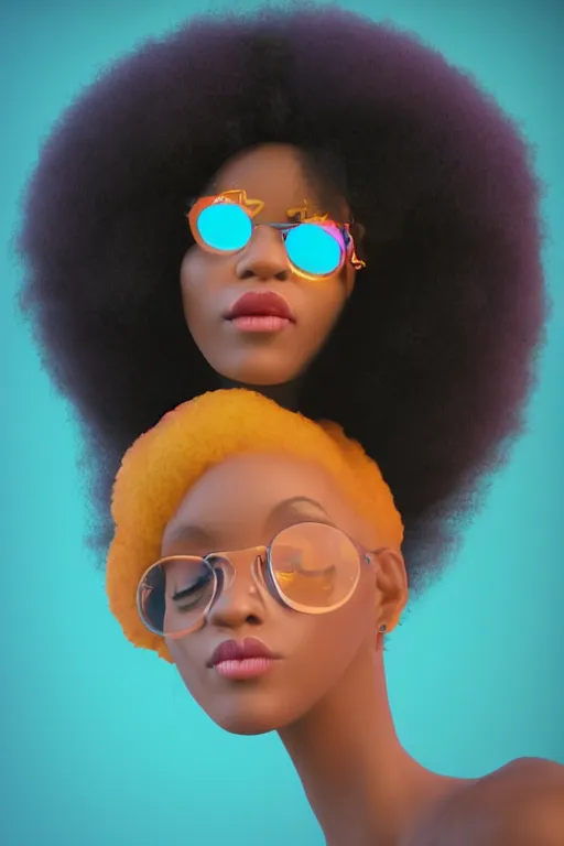 Image similar to a centered render of a cute cool afro disco girl from the seventies, by dreamworks, by pixar, by viktoria gavrilenko, by leticia gillett, by lois van baarle, perfect face, 3 d, 8 k