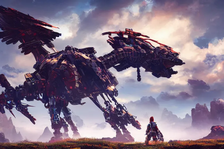 Image similar to stormbird machine mecanical creature robot of horizon forbidden west horizon zero dawn bioluminiscence global illumination ray tracing hdr fanart arstation by ian pesty and alena aenami artworks in 4 k