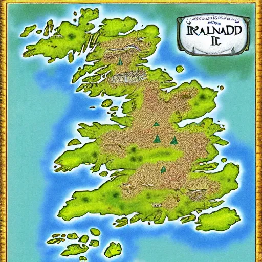 Prompt: fantasy map of ireland