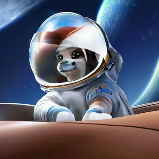 Image similar to astronaut dog character by Disney Pixar Animation Studios, dark background