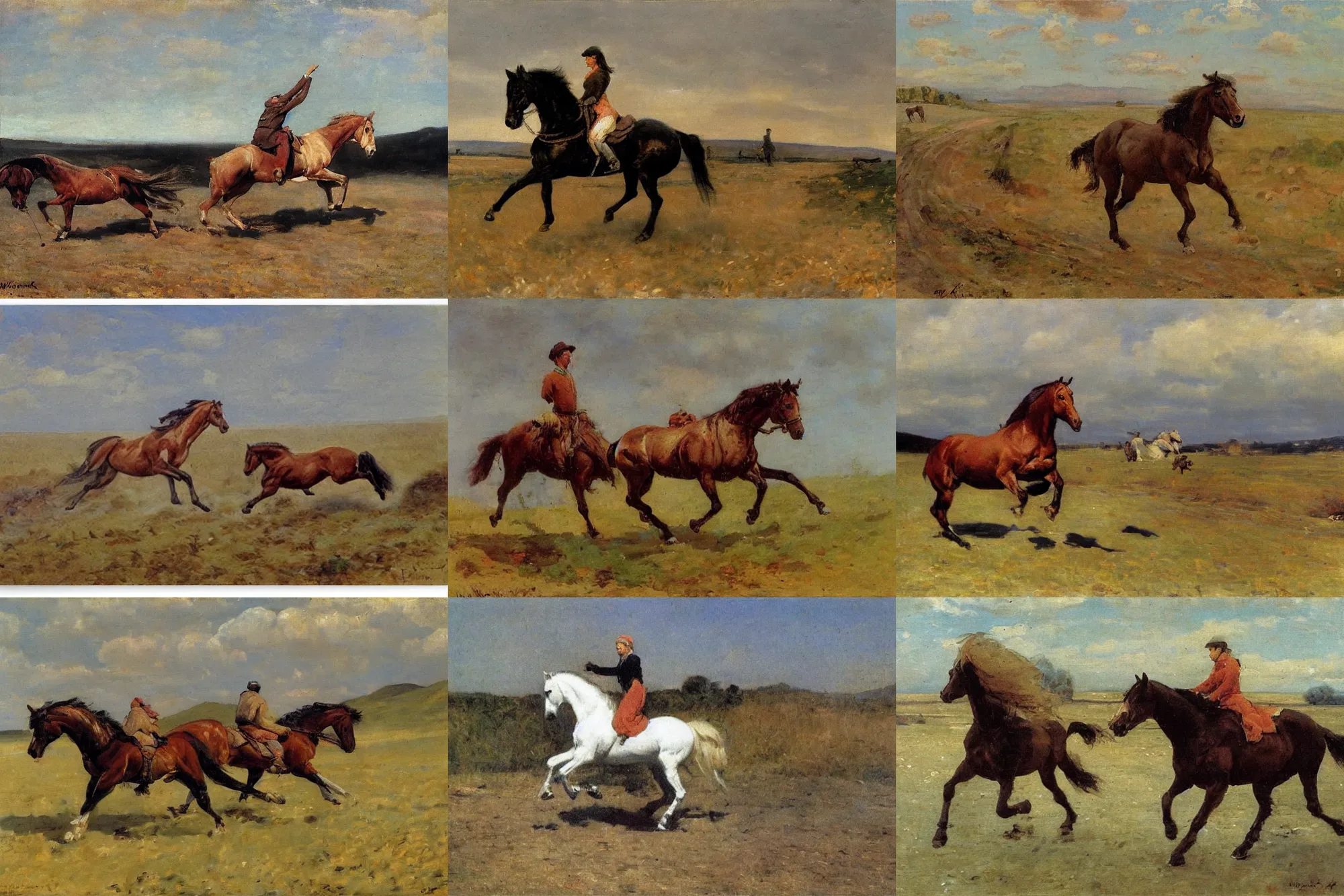 Prompt: horse at a gallop by wojciech kossak,